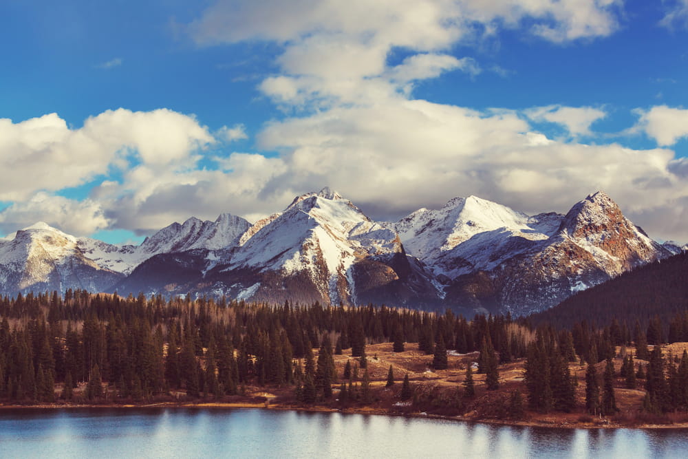 Snow-covered mountains along Boulder Canyon near Eldora ski route in Colorado